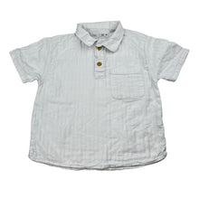Load image into Gallery viewer, Boys Zara, white cotton / linen short sleeve shirt / top, FUC, size 2-3,  