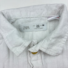 Load image into Gallery viewer, Boys Zara, white cotton / linen short sleeve shirt / top, FUC, size 2-3,  