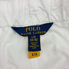 Load image into Gallery viewer, Boys Polo Ralph Lauren, white lightweight cotton shorts, elasticated, light mark front left leg, FUC, size 14-16,  