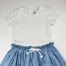 Load image into Gallery viewer, Girls KID, spliced ribbed / chambray cotton dress, light marks on chest, FUC, size 4, L: 61cm