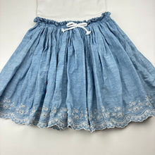 Load image into Gallery viewer, Girls KID, spliced ribbed / chambray cotton dress, light marks on chest, FUC, size 4, L: 61cm