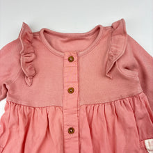 Load image into Gallery viewer, Girls M&amp;S, pink ribbed / cotton long sleeve dress, GUC, size 0, L: 37cm