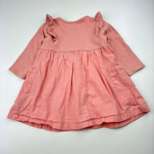 Load image into Gallery viewer, Girls M&amp;S, pink ribbed / cotton long sleeve dress, GUC, size 0, L: 37cm