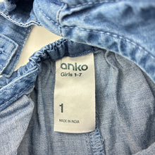Load image into Gallery viewer, Girls Anko, chambray cotton summer playsuit, GUC, size 1,  