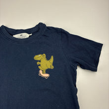 Load image into Gallery viewer, Boys H&amp;M, navy cotton tee / top, dinosaur, GUC, size 5-6,  