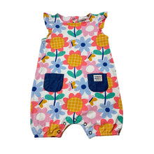 Load image into Gallery viewer, Girls Jack &amp; Milly, colourful floral stretchy romper, wash fade, FUC, size 1,  