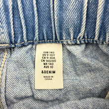 Load image into Gallery viewer, Girls H&amp;M, blue denim shorts, elasticated, light marks, FUC, size 10,  