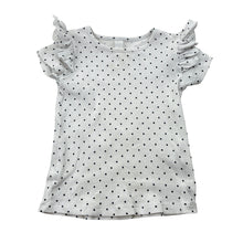 Load image into Gallery viewer, Girls Dymples, navy spot organic cotton blend ribbed top, FUC, size 1,  