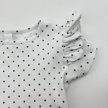 Load image into Gallery viewer, Girls Dymples, navy spot organic cotton blend ribbed top, FUC, size 1,  