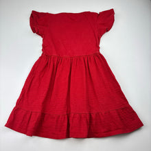 Load image into Gallery viewer, Girls T&amp;K, red textured cotton dress, wash fade, FUC, size 4, L: 52cm