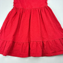 Load image into Gallery viewer, Girls T&amp;K, red textured cotton dress, wash fade, FUC, size 4, L: 52cm
