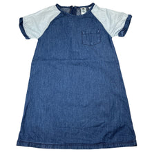 Load image into Gallery viewer, Girls H&amp;T, chambray cotton casual dress, small marks left sleeve, FUC, size 7, L: 61cm
