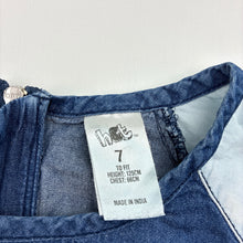 Load image into Gallery viewer, Girls H&amp;T, chambray cotton casual dress, small marks left sleeve, FUC, size 7, L: 61cm