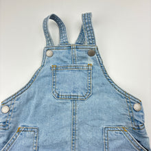 Load image into Gallery viewer, Unisex Cotton On, blue stretch denim overalls / shortalls, GUC, size 1,  