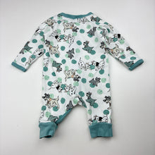 Load image into Gallery viewer, Unisex Disney, stretchy zip romper, dogs, GUC, size 0000,  