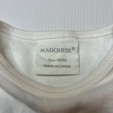 Load image into Gallery viewer, Unisex Marquise, white cotton bodysuit / romper, EUC, size 0000,  