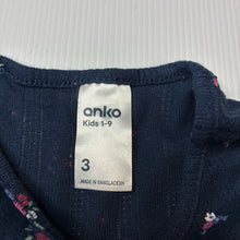 Load image into Gallery viewer, Girls Anko, navy floral pointelle cotton long sleeve top, EUC, size 3,  
