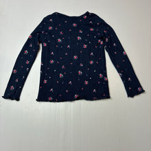 Load image into Gallery viewer, Girls Anko, navy floral pointelle cotton long sleeve top, EUC, size 3,  