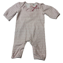 Load image into Gallery viewer, Girls Bebe by Minihaha, pink &amp; white stretchy romper, EUC, size 0000,  