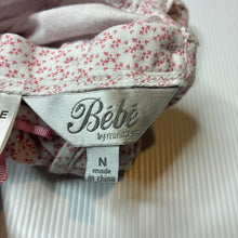 Load image into Gallery viewer, Girls Bebe by Minihaha, pink &amp; white stretchy romper, EUC, size 0000,  