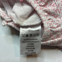 Load image into Gallery viewer, Girls Bebe by Minihaha, pink &amp; white stretchy romper, EUC, size 0000,  