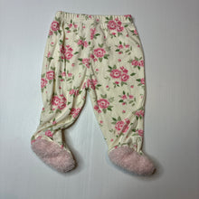 Load image into Gallery viewer, Girls Little Beginnings, floral cotton, fleece footed leggings / bottoms, EUC, size 0,  