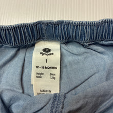 Load image into Gallery viewer, Girls Dymples, blue chambray cotton shorts, elasticated, GUC, size 1,  