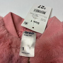 Load image into Gallery viewer, Girls Anko, lined pink faux fur jacket / coat, NEW, size 1,  