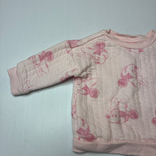 Load image into Gallery viewer, Girls Disney, Minnie Mouse quilted cotton sweater / jumper, EUC, size 0,  