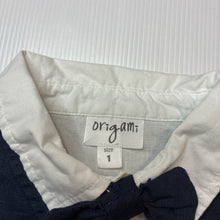 Load image into Gallery viewer, Boys Origami, all-in-one cotton / linen romper / outfit, EUC, size 1,  
