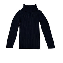 Load image into Gallery viewer, Girls Pumpkin Patch, navy ribbed knit skivvy sweater, pilling, FUC, size 4,  