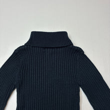 Load image into Gallery viewer, Girls Pumpkin Patch, navy ribbed knit skivvy sweater, pilling, FUC, size 4,  