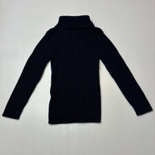 Load image into Gallery viewer, Girls Pumpkin Patch, navy ribbed knit skivvy sweater, pilling, FUC, size 4,  