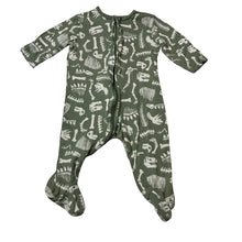 Load image into Gallery viewer, Boys Dymples, organic cotton zip coverall / romper, dinosaurs, GUC, size 00,  