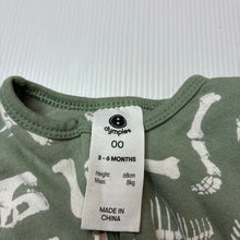 Load image into Gallery viewer, Boys Dymples, organic cotton zip coverall / romper, dinosaurs, GUC, size 00,  