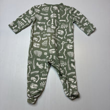 Load image into Gallery viewer, Boys Dymples, organic cotton zip coverall / romper, dinosaurs, GUC, size 00,  