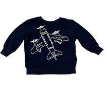 Load image into Gallery viewer, Boys Carters, fleece lined sweater / jumper, plane, GUC, size 0,  