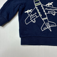 Load image into Gallery viewer, Boys Carters, fleece lined sweater / jumper, plane, GUC, size 0,  