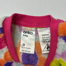 Load image into Gallery viewer, Girls Anko, colourful fleece zip coverall / romper, GUC, size 0,  