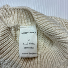 Load image into Gallery viewer, Unisex Baby Berry, knitted cotton sweater / jumper, EUC, size 0,  