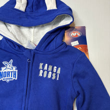 Load image into Gallery viewer, Unisex AFL, North Melbourne Kangaroos fleece lined zip hoodie sweater, NEW, size 1,  