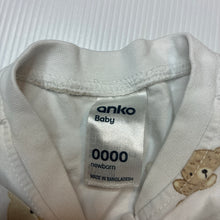 Load image into Gallery viewer, Unisex Anko, stretchy zip coverall / romper, teddy bears, EUC, size 0000,  