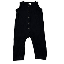 Load image into Gallery viewer, Unisex Baby Berry, black ribbed romper / overalls, GUC, size 1,  