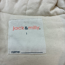 Load image into Gallery viewer, Girls Jack &amp; Milly, cotton lined fleece zip up hooded jacket, GUC, size 1,  