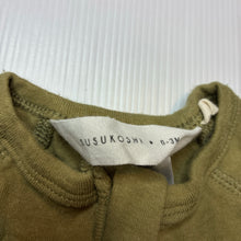Load image into Gallery viewer, Unisex SUSUKOSHI, khaki organic cotton blend zip romper, GUC, size 000,  