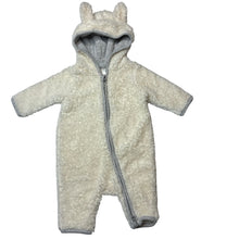Load image into Gallery viewer, Unisex Target, fleece zip up hooded romper, EUC, size 000,  