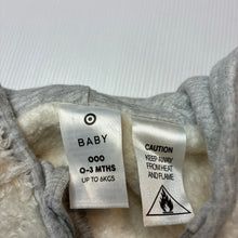 Load image into Gallery viewer, Unisex Target, fleece zip up hooded romper, EUC, size 000,  