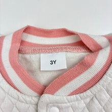 Load image into Gallery viewer, Girls quilted, varsity style sweater, pilling, FUC, size 3,  