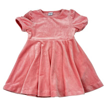 Load image into Gallery viewer, Girls POLARN O. PYRET, pink velour short sleeve dress, EUC, size 2, L: 47cm