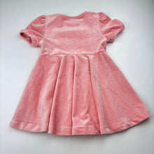 Load image into Gallery viewer, Girls POLARN O. PYRET, pink velour short sleeve dress, EUC, size 2, L: 47cm